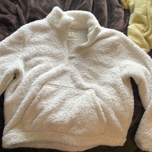 White 3/4 Zip Sherpa